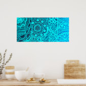 Abstrakt Blue Henna Style Poster (Küche)