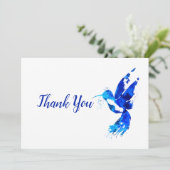 Abstrakt Blue Hummingbird Dankeskarte (Stehend Vorderseite)