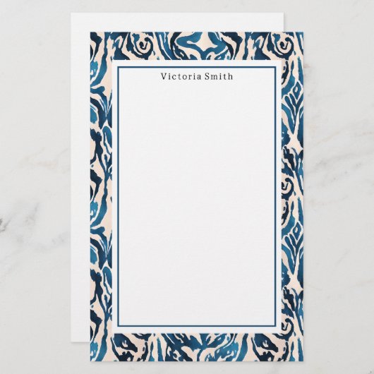 Abstrakt Blue Ikat Briefpapier (Vorne/Hinten)