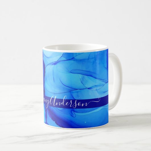 Abstrakt Blue Indigo Einzigartig Kaffeetasse (VorderseiteRechts)