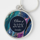 Abstrakt Blue Lila Gold Agate Abschluss Schlüsselanhänger (Vorne)