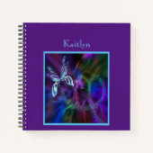 Abstrakt Blue Lila Neon Butterfly Druckfarben Notizblock (Vorderseite)