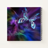 Abstrakt Blue Lila Neon Butterfly Druckfarben Notizblock (Rückseite)