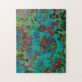 Abstrakt Blue Lilies Raindrops Blume Art Puzzle (Vertikal)