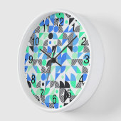 Abstrakt Blue Mint Green Black Geometric Uhr (Winkel)