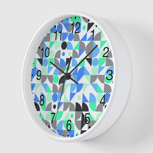 Abstrakt Blue Mint Green Black Geometric Uhr (Winkel)
