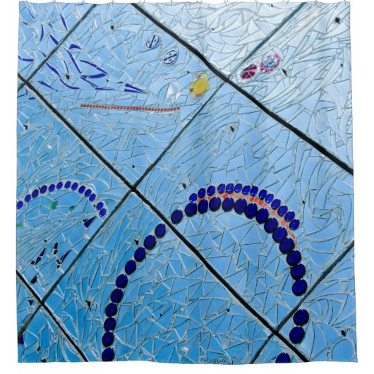 Abstrakt Blue Mirror Mosaic Duschvorhang (Vorderseite)