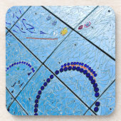 Abstrakt Blue Mirror Mosaic Getränkeuntersetzer (Vorderseite)