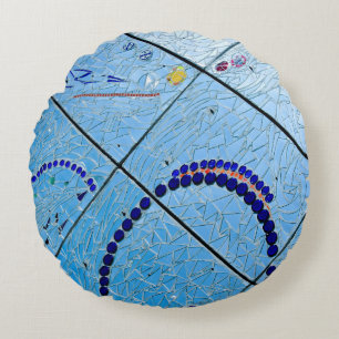 Abstrakt Blue Mirror Mosaic Rundes Kissen