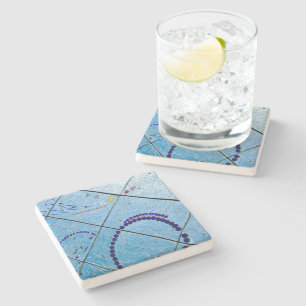 Abstrakt Blue Mirror Mosaic Steinuntersetzer