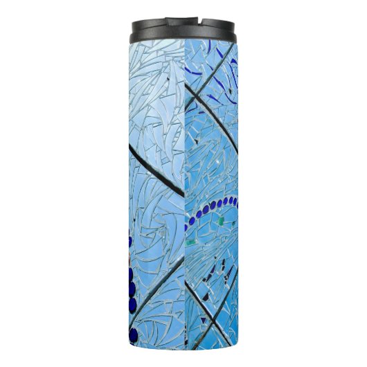 Abstrakt Blue Mirror Mosaic Thermosbecher (Rückseite)