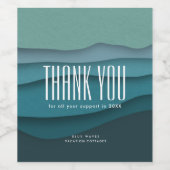 Abstrakt Blue Ocean Waves Vielen Dank Weinetikett (Einzelnes Label)