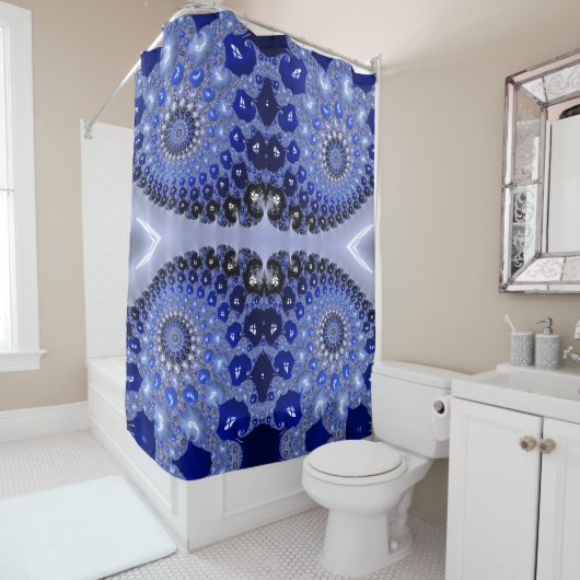 Abstrakt Blue Ombre Fraktal Bubbles Duschvorhang (Beispiel)