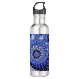 Abstrakt Blue Ombre Fraktal Bubbles Edelstahlflasche