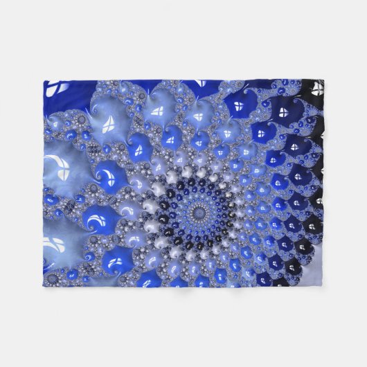 Abstrakt Blue Ombre Fraktal Bubbles Fleecedecke (Vorderseite (Horizontal))