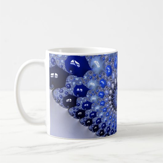 Abstrakt Blue Ombre Fraktal Bubbles Kaffeetasse (Links)