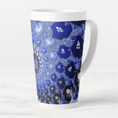 Abstrakt Blue Ombre Fraktal Bubbles Milchtasse (Rechte Ecke)