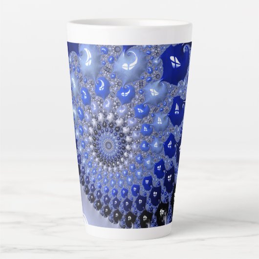 Abstrakt Blue Ombre Fraktal Bubbles Milchtasse (Vorderseite)