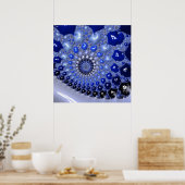 Abstrakt Blue Ombre Fraktal Bubbles Poster (Küche)