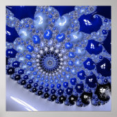 Abstrakt Blue Ombre Fraktal Bubbles Poster (Vorne)