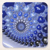 Abstrakt Blue Ombre Fraktal Bubbles Rechteckiger Pappuntersetzer (Vorderseite)