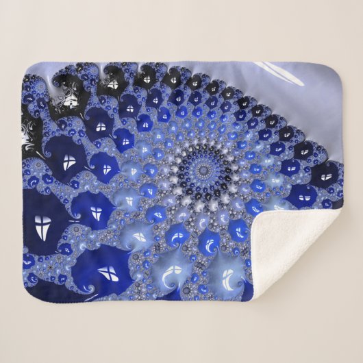 Abstrakt Blue Ombre Fraktal Bubbles Sherpadecke (Vorderseite (Horizontal))