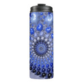 Abstrakt Blue Ombre Fraktal Bubbles Thermosbecher (Vorderseite)