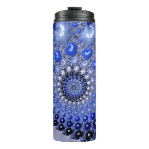 Abstrakt Blue Ombre Fraktal Bubbles Thermosbecher