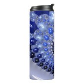 Abstrakt Blue Ombre Fraktal Bubbles Thermosbecher (Nach links gedreht)