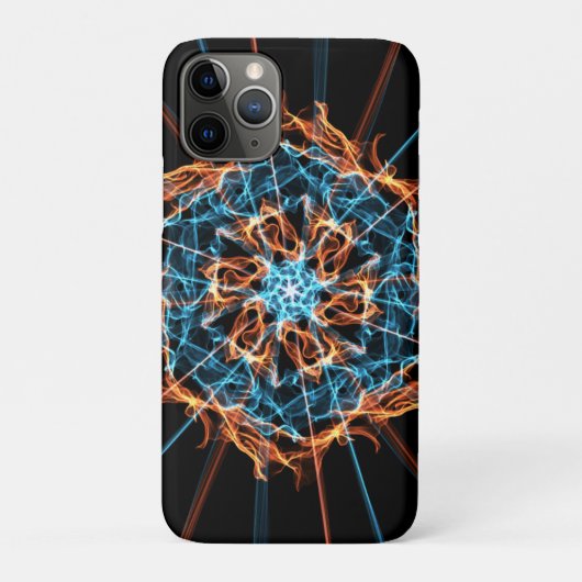 Abstrakt Blue Orange Flames Hexagon Case-Mate iPhone Hülle (Rückseite)