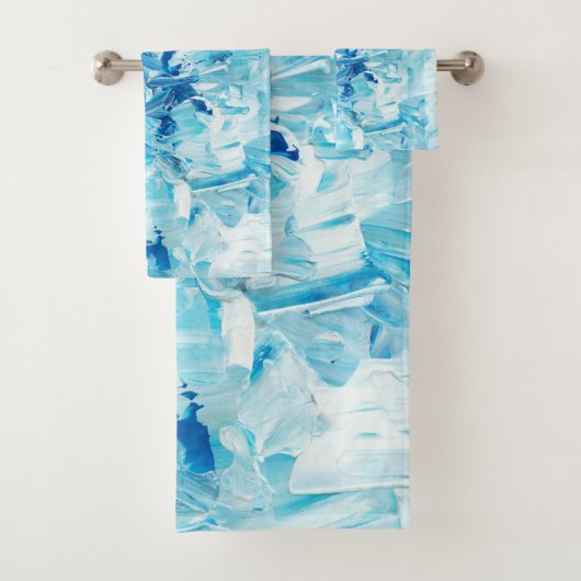 Abstrakt Blue Paint Waves Badhandtuch Set (Insitu)