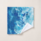 Abstrakt Blue Paint Waves Badhandtuch Set (Waschlappen)