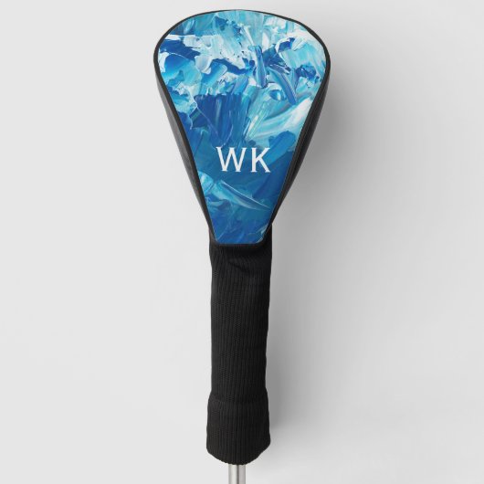 Abstrakt Blue Paint Waves Golf Headcover (Vorderseite)