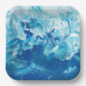 Abstrakt Blue Paint Waves Pappteller (Vorderseite)