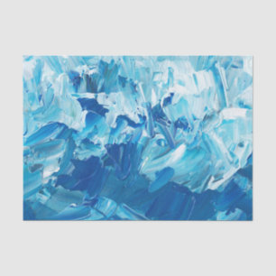 Abstrakt Blue Paint Waves Seidenpapier