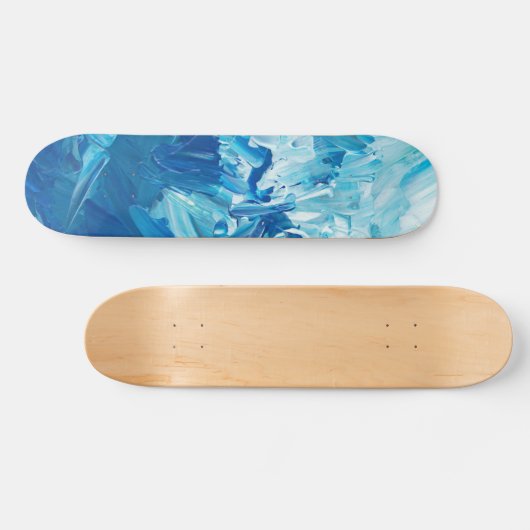 Abstrakt Blue Paint Waves Skateboard (Horizontal)
