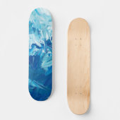 Abstrakt Blue Paint Waves Skateboard (Vorderseite)