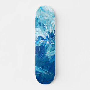 Abstrakt Blue Paint Waves Skateboard