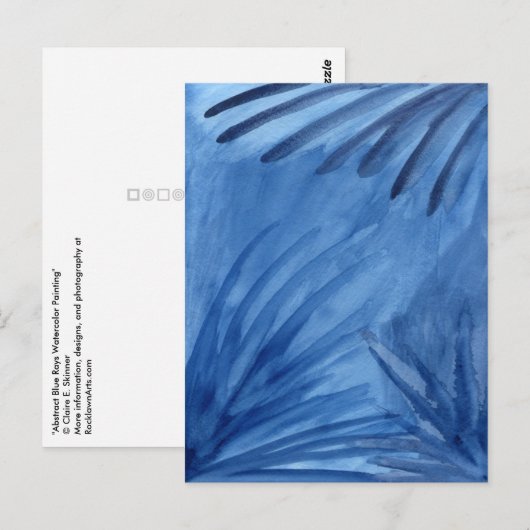 Abstrakt Blue Rays Aquarellbilder Postkarte (Vorne/Hinten)