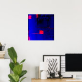 Abstrakt Blue Red Poster Original Modern Art Print (Heimbüro)