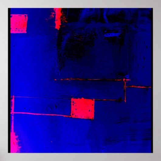 Abstrakt Blue Red Poster Original Modern Art Print (Vorne)
