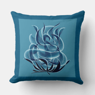 Abstrakt Blue Rose Throw Kissen