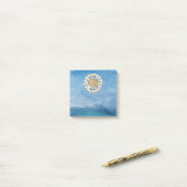 Abstrakt Blue Sea Golden Pearl Seashell Jewel Post-it Klebezettel (Auf Schreibtisch)