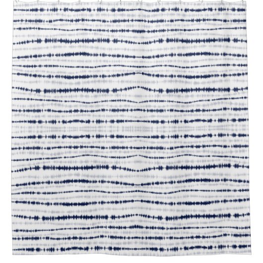 Abstrakt Blue Shibori Horizontal Lines Duschvorhang (Vorderseite)
