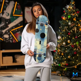 Abstrakt Blue und Gold Minimalistisch Skateboard D
