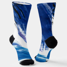 Abstrakt Blue Unique Watercolor Artistic Socken