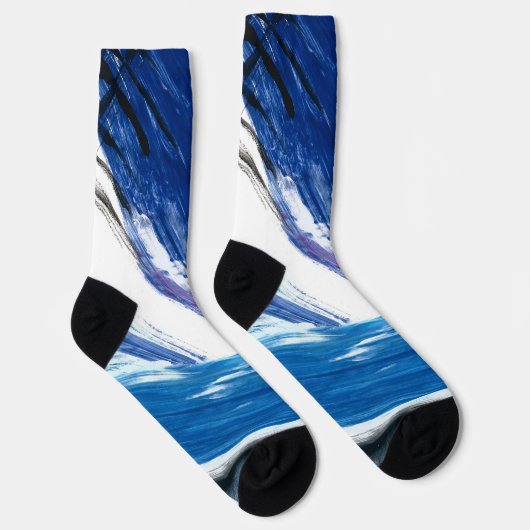 Abstrakt Blue Unique Watercolor Artistic Socken (Rechts)