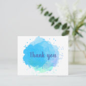 Abstrakt Blue Watercolor Business Danke Karte (Stehend Vorderseite)