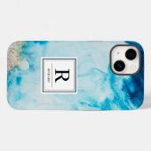 Abstrakt Blue Watercolor Gold Glitzer Mit Monogram Case-Mate iPhone Hülle (Rückseite (Horizontal))