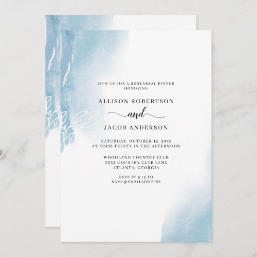 Abstrakt Blue Watercolor Probe Einladung (Vorne/Hinten)